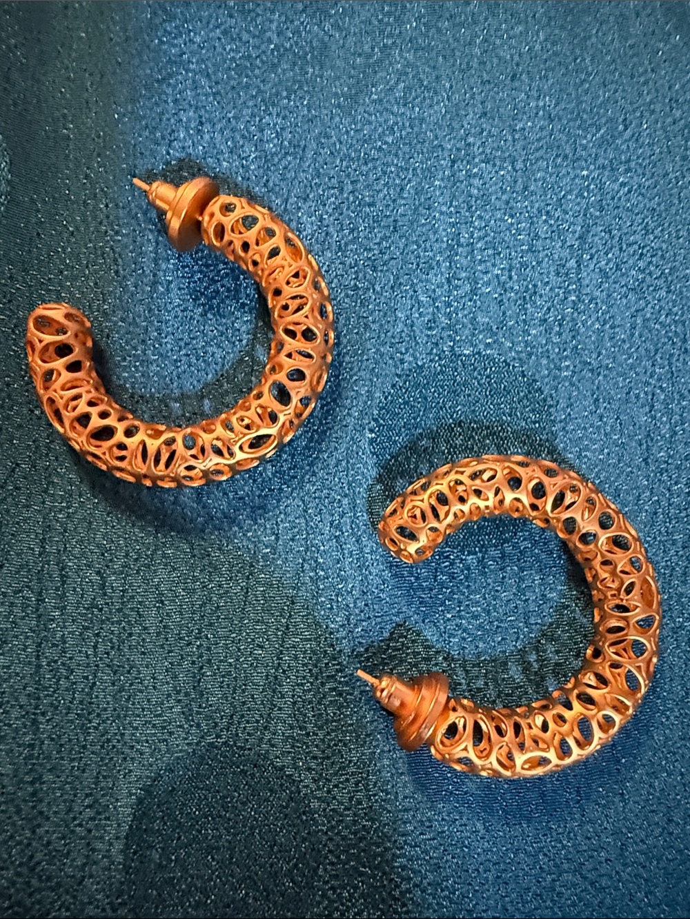 Intricate Copper-Tone Hoop Earrings - Women Jewelry